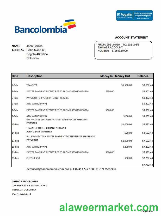 Colombia Bancolombia excel pdf